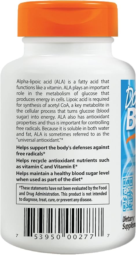 Doctor's Best Alpha Lipoic Acid Supplement 300mg - Alpha-Lipoic Acid Caps for Men &amp Women ALA Antioxidant Support for Nerve Health Aids in Cellular Function Non GMO Gluten Free - 180 Veg Capsu