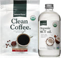 Natural Force Organic Clean Coffee + Organic MCT Oil Bundle – 100% Pure Coconut MCTs &amp Mold &amp Mycotoxin Free Coffee – Non-GMO Keto Paleo and Vegan - 12 Oz Bag and 16 Oz Glass Bottle