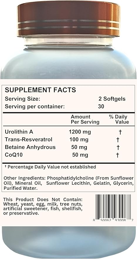 Nikoni Liposomal Urolithin-A Supplement 1400mg Supports Healthy Aging Cellular Renewal &amp Muscle Health- 240 Softgels