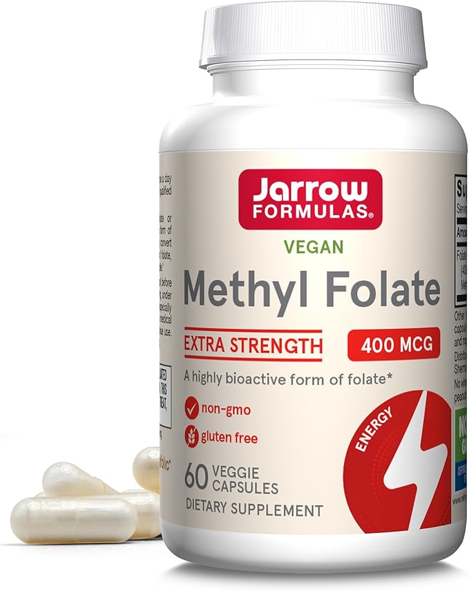 Jarrow Formulas Curcumin 95 500mg and Methyl Folate 400mcg Antioxidant and Cardiovascular Health Support Dietary Supplement Bundle 120 and 60 Veggie Capsules