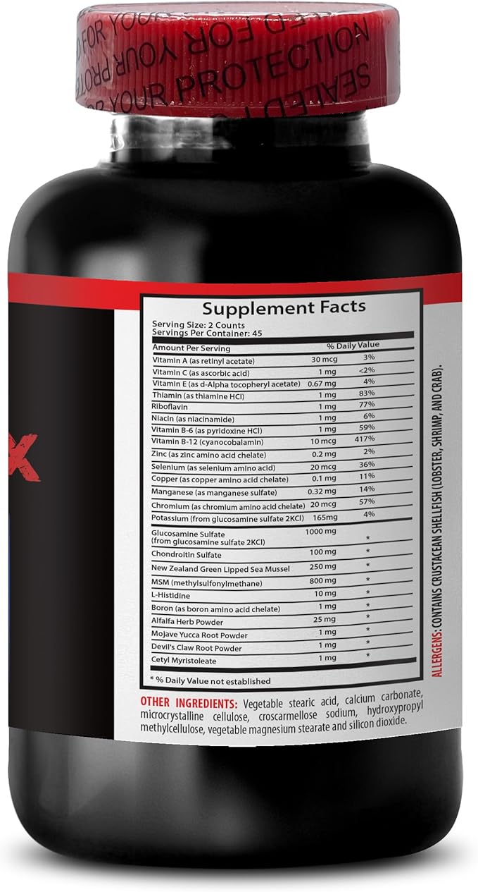 Joint Support Supplement - Care Capsules Support Supplement for Men Chondroitine Sulfate L-Histidine Joint and Mobility Blend Boron Joint and Back Care Daily Joint Support 3Bot