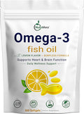 Omega 3 Fish Oil Supplements – 4200 mg Fish Oil Per Serving – Lemon Flavor Burpless Formula – Wild-Caught Molecularly Distilled - Non-GMO Gluten-Free – 300 Softgels