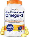 OmegaVia Ultra Concentrated Omega 3 Fish Oil Burpless 60 Softgels Triple Strength Omega 3 Fish Oil Supplements 1135 mg Pure Omega3 No Fishy Burps High EPA DHA DPA IFOS 5-Star