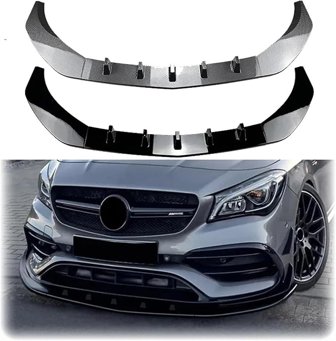 Front Bumper Lip Splitter Spoiler Diffuser Compatible for Benz CLA Class C117 CLA200 CLA220 CLA250 CLA45 AMG 2015 2016 2017 2018 (Color : Carbon Look)
