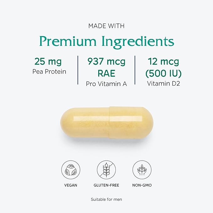 Vitanica Vegan Symmetry - Supports a Vegan Diet with Magnesium Pea Protein Vitamin D &amp More - Non-GMO &amp Gluten-Free - 120 Capsules (60 Servings)