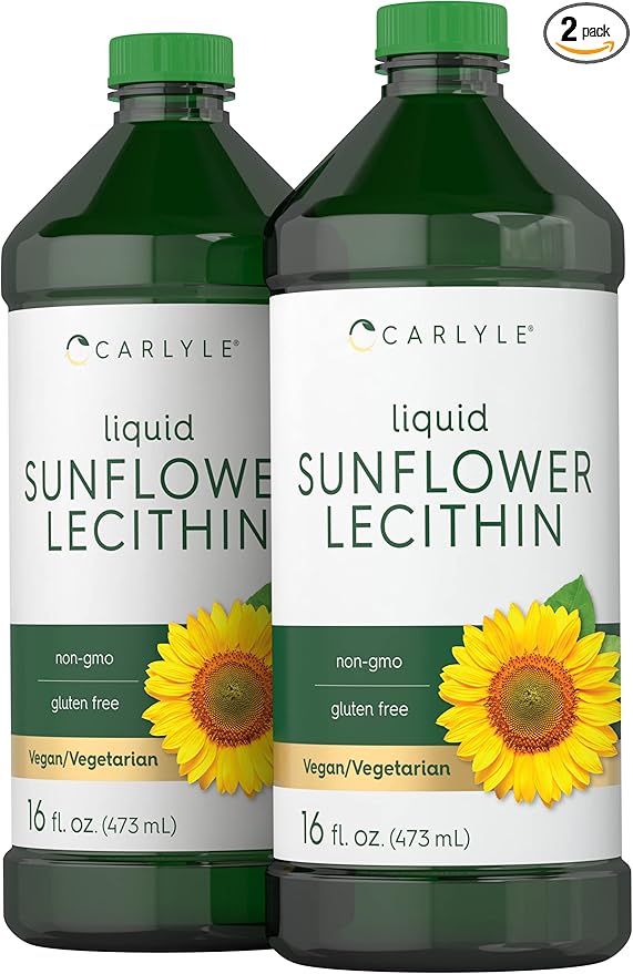Carlyle Sunflower Lecithin Liquid | 16 oz | 2 Pack | Vegan Vegetarian Non-GMO Soy Free Gluten Free