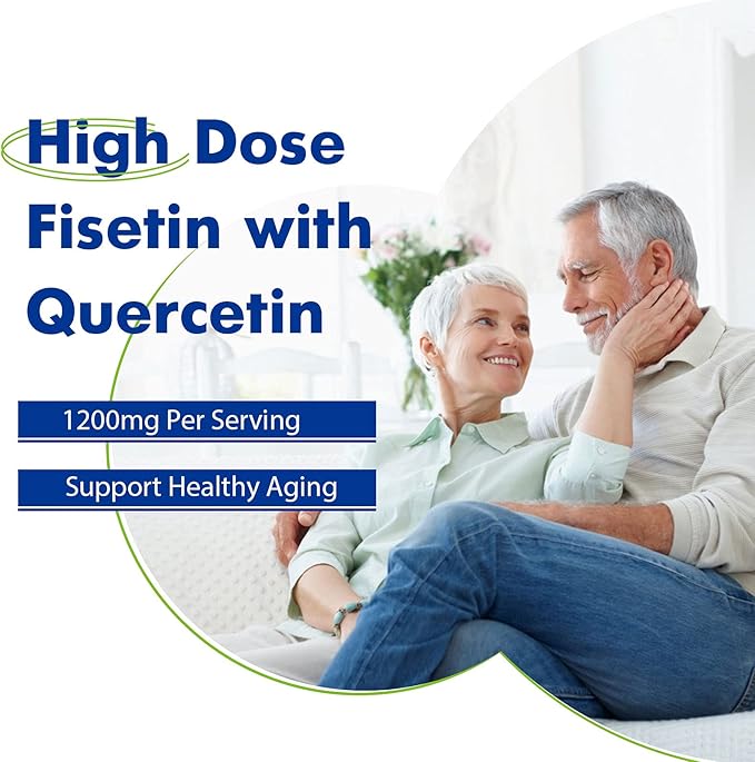 Liposomal Fisetin with Quercetin Supplements 1200 mg per ServingHigh Absorption Polyphenols Antioxidants for WomenMenNon-GMOGluten-Free2 Bottle-120 Softgels
