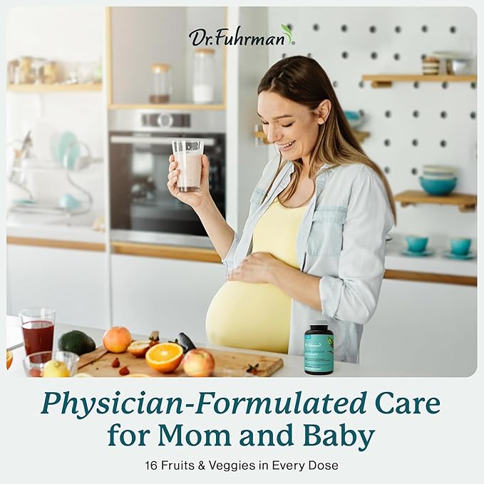 Dr Fuhrman Prenatal Vitamins For Women | Doctor-Formulated Prenatal Vitamins | Natural Folate B12 Choline &amp Iodine for Pregnancy Support Brain &amp Immune Health | No Synthetic Folic Acid | 12