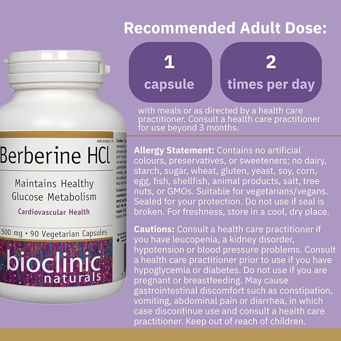 Bioclinic Naturals Berberine HCL 500 mg 90 Caps