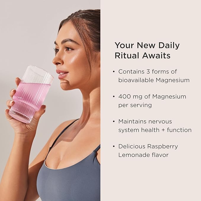 JSHealth Magnesium Powder for Sleep. 400mg Triple-Form Glycinate Citrate Amino Acid Chelate. Raspberry Lemonade. By Nutritionist Jessica Sepel (30 Servings) - Raspberry Lemonade