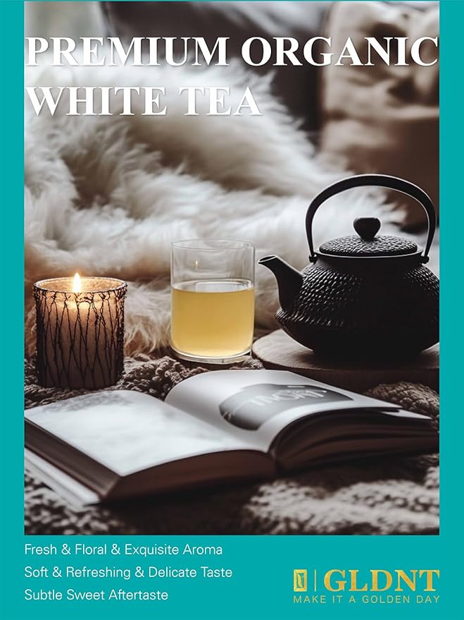 GLDNT Organic White Tea Premium Organic White Tea Loose leaf Mild &amp Smooth Taste Low Caffeine 7 Ounce
