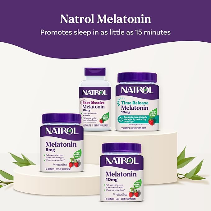 Natrol Melatonin Gummies Sleep Support 190 Strawberry-Flavored Adult Melatonin Gummies 10 mg Sleep Aids for Adults