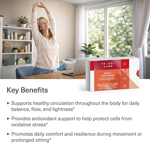 Daily Circulation | Super Antioxidants Supplement &amp Daily Circulatory Support | Maqui Berry (Delphinol) French Maritime Pine Bark (Pycnogenol) Ginger Root Extracts | 30 Servings
