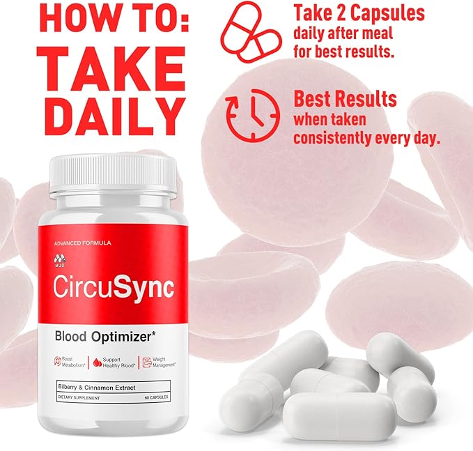 (2 Pack) Circusync Capsules Official Circu Sync Blood Health Support Pills with All Natural Ingredients Advanced Health &amp Wellness Formula with Premium Vitamins for Women &amp Men (120 Capsules