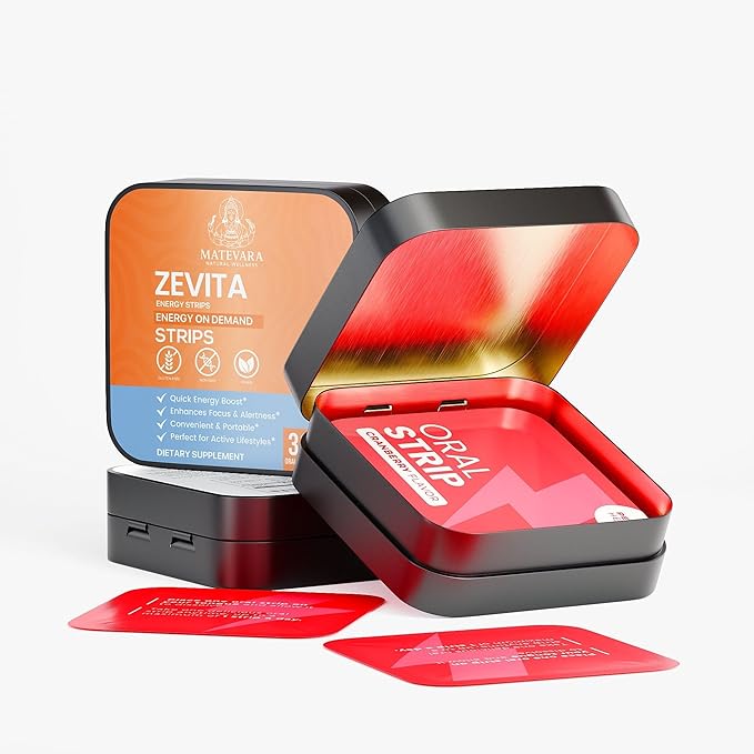 Zevita Energy Strips | Quick-Dissolve Oral Strips for| 30 Strips