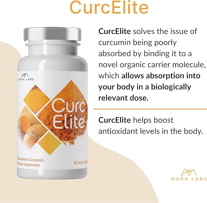 Mara Labs CurcElite Curcumin | Turmeric Extract 95% Curcuminoids | Vegan No Fillers and Non-GMO | 60 Vegan Capsules