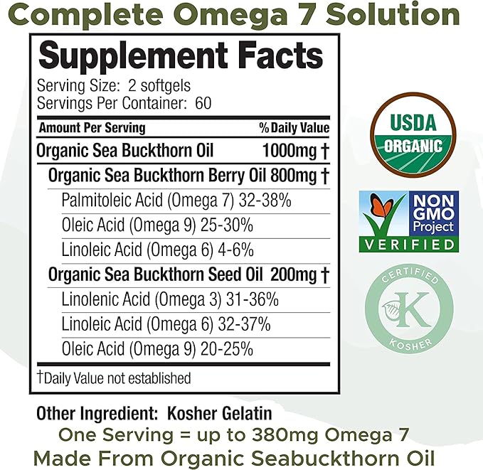 SEABUCKWONDERS Omega7 Complete Sea Buckthorn Berry Plus Seed Oil