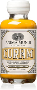 Anima Mundi Apothecary Curam Organic Beauty Elixir - Liquid Turmeric Tincture - Adaptogenic Herbal Tincture with Organic Turmeric Root Extract - Add to Tea Coffee Smoothies &amp More (4oz / 118ml)