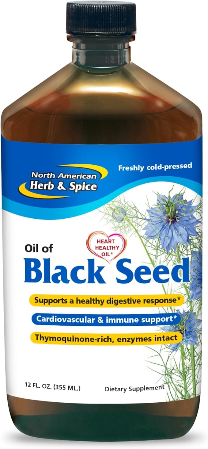 NORTH AMERICAN HERB &amp SPICE Oil of Black Seed - 12 fl oz - Digestive &amp Arterial Support - Non-GMO - 72 Servings