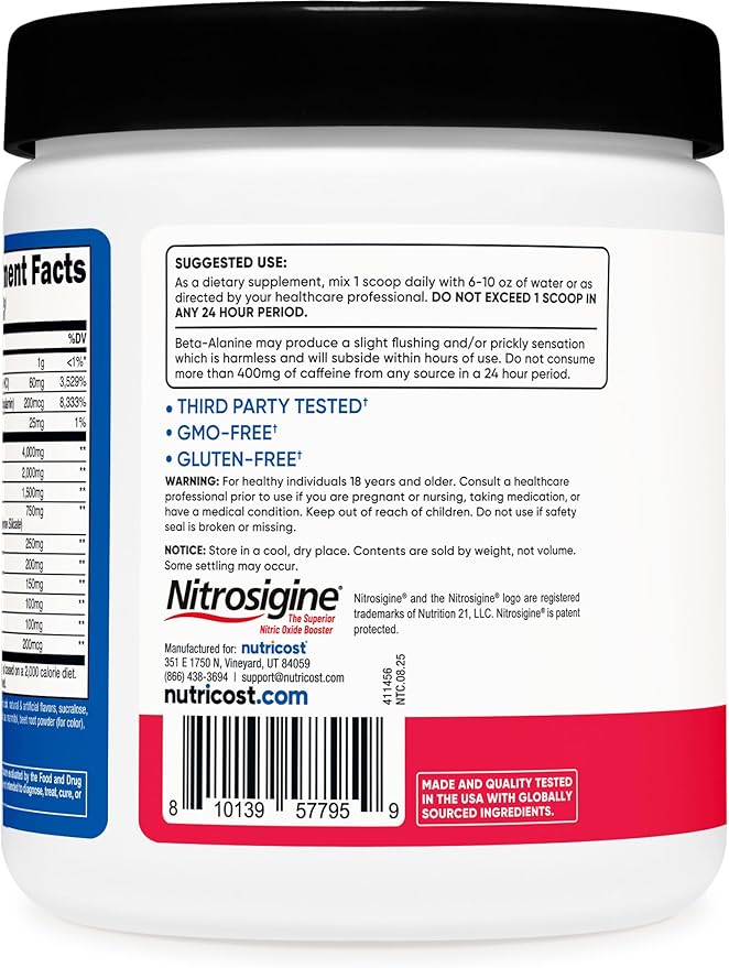 Nutricost Pre-Workout Powder (Strawberry Kiwi) 30 Servings - GMO-Free Gluten-Free Vegetarian