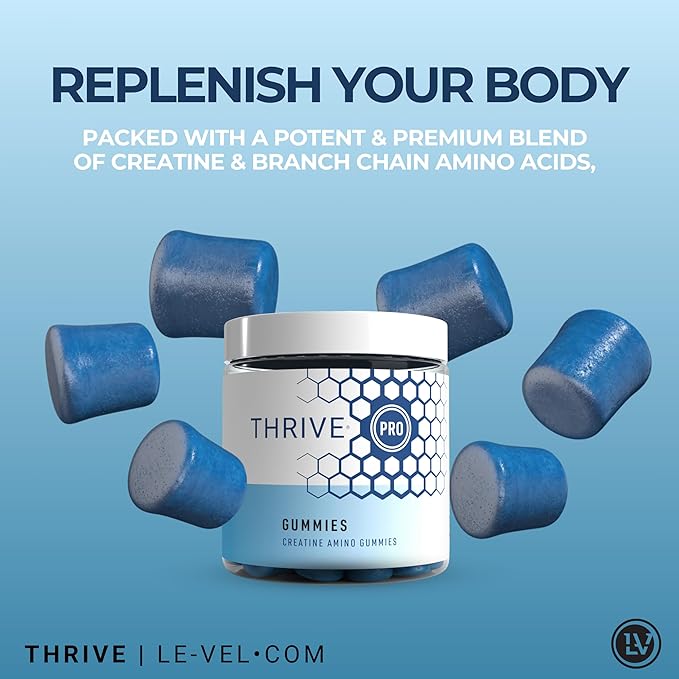 Le-Vel Thrive PRO Gummies - Creatine Nutritional Supplement Gummies 60 Count - Supports Brain Function Muscle Recovery Endurance 30 Servings