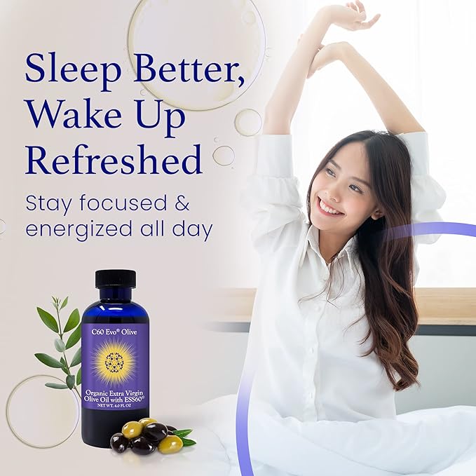 C60 EVO Organic Olive Oil - Pure C60 ESS60 Supports Joint Pain Flexibility Energy Immunity - Great Sleep Aid - 4 oz