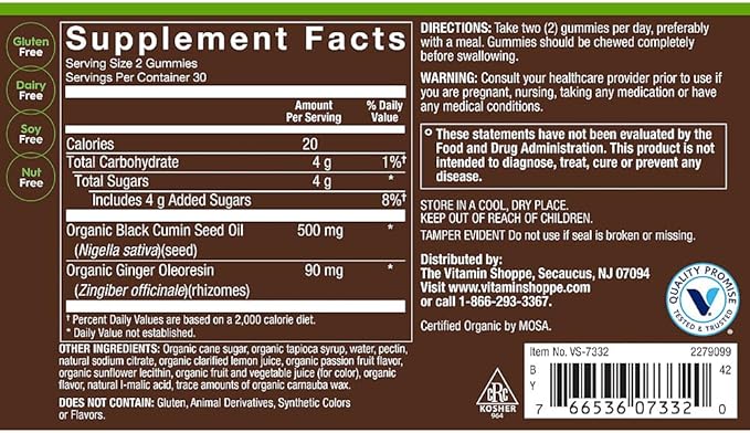 Organic Black Seed Oil Gummies a Immune &amp Cellular Support a Passion Fruit (60 Gummies)