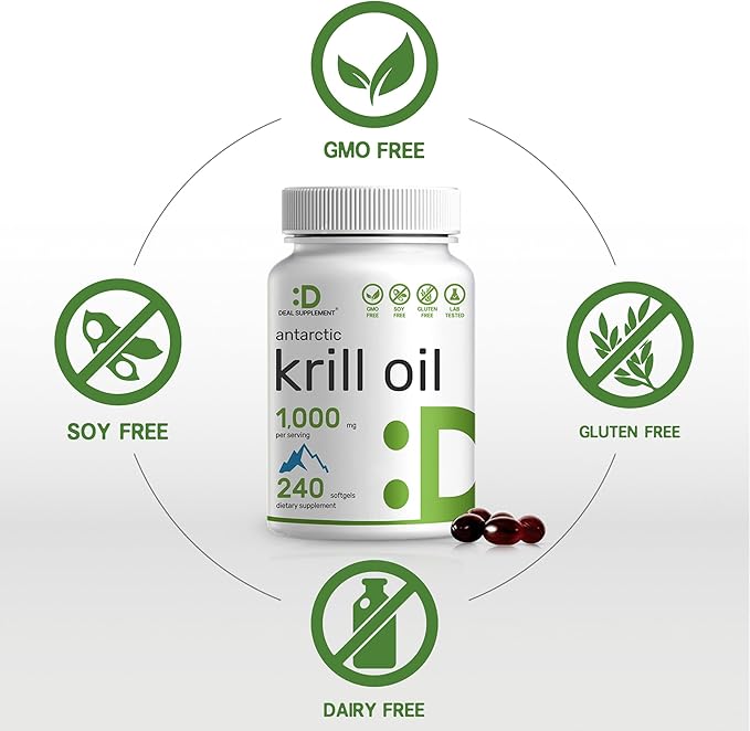 DEAL SUPPLEMENT 2 Pack Antarctic Krill Oil 1000mg Per Serving 480 Softgels – Mercury Free No Fishy Taste – Rich in Omega-3s EPA DHA Astaxanthin &amp Phospholipids – Non-GMO No Gluten