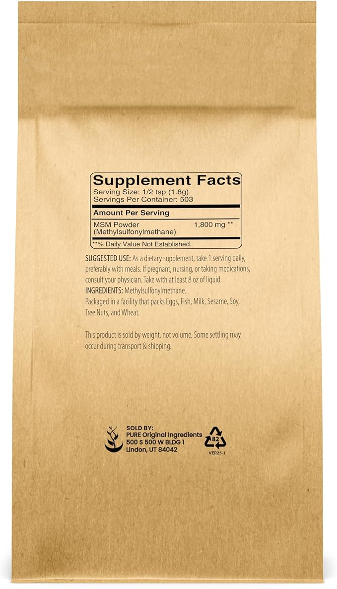 Methylsulfonylmethane MSM Powder (2 lbs) Always Pure Natural Sulfur Dietary Supplement