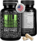 Wild Prebiotics and Probiotics with Digestive Enzymes | 20 Billion CFU - 10 Strains for Women &amp Men | Support Gut Health &amp Digestion Supplements | Non-GMO Prebiotic Fiber | 30 Capsules