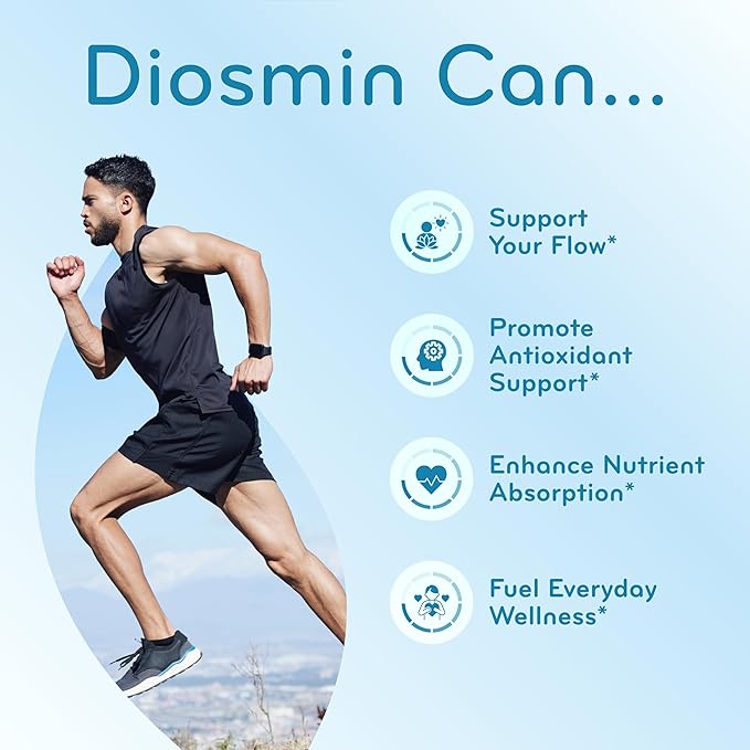 Diosmin 1000mg Circulation and Vein Support Supplement - High Strength Diosmin Varicose Leg Vein Supplement - Vegan Non-GMO &amp Gluten Free - Formulated in American cGMP Lab (90 Servings)
