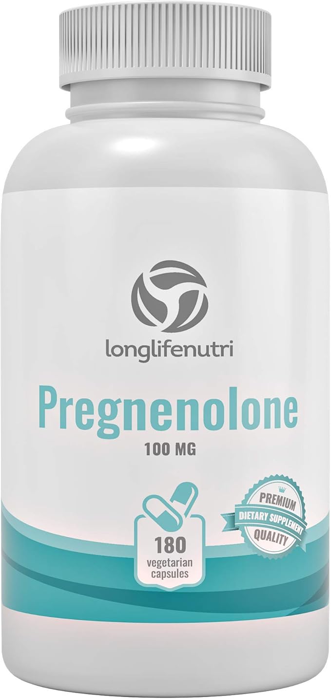 Brain &amp Hormone Support Pregnenolone - 180 Veggie Caps for Enhanced Memory Focus &amp Vitality - Made in USA