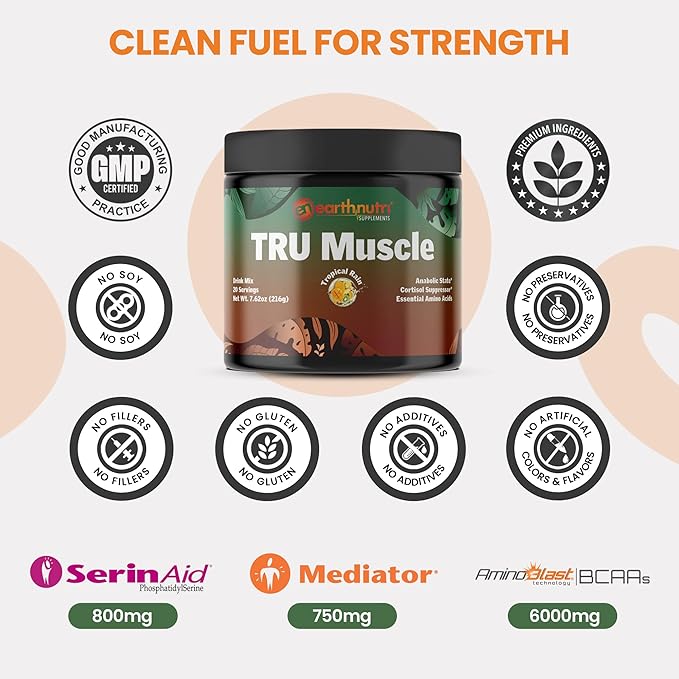 EarthNutri - Phosphatidic Acid Supplement with SerinAid - with Mediator Phosphatidic Acid &amp Phosphatidylserine Supplement - Boosts Strength &amp Recovery - 20 Servings - Non-GMO Gluten-Free - 21