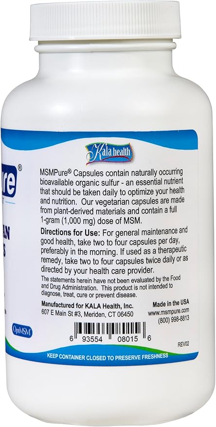 KALA HEALTH MSMPure MSM Capsules 120 Count and MSM Gel with Organic Aloe 8oz Bundle