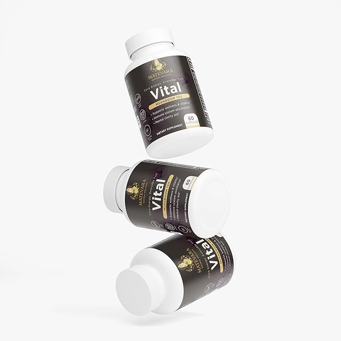 Vital Mushroom Complex Blend|Immune &amp Focus Support Capsules | 60 Count