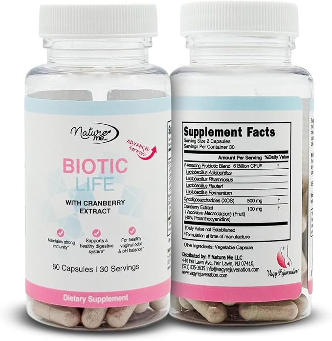 Vagy Rejuvenation BioticLife Probiotic for Women – Probiotics for Vaginal Digestive &amp Urinary Health – Supplement with Prebiotics &amp Cranberry Extract – 60 Capsules