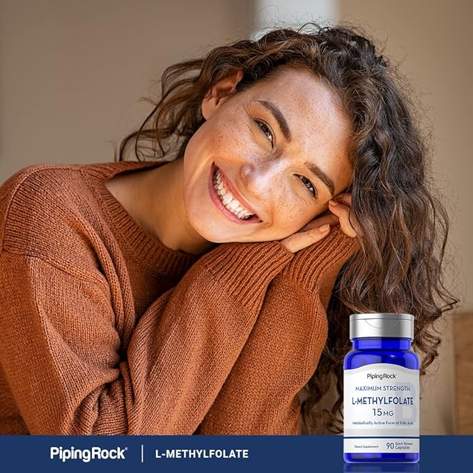 Piping Rock L Methylfolate 15 mg | 90 Capsules | Max Potency | Active Folic Acid Supplement | Non-GMO Gluten Free