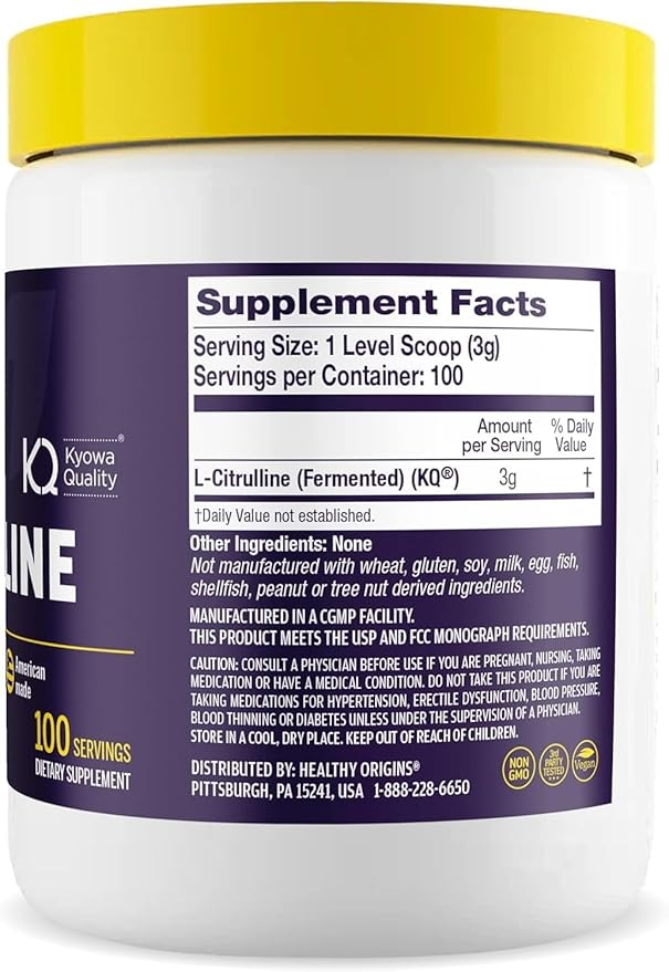 Healthy Origins - L-Citrulline (American-Made Non-GMO Gluten Free Athletic Support) 10.6 Ounce