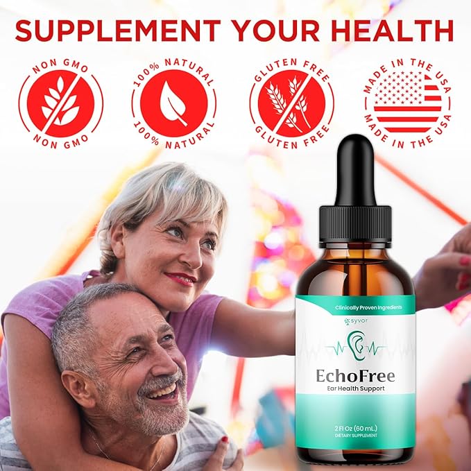 Echo Free Drops Official Echo free Ear Health Support Liquid Supplement with All Natural Proven Ingedinets Echo Free Maximum Strength Plant Based Hearing Support for Ringing Ears (30 Servings)