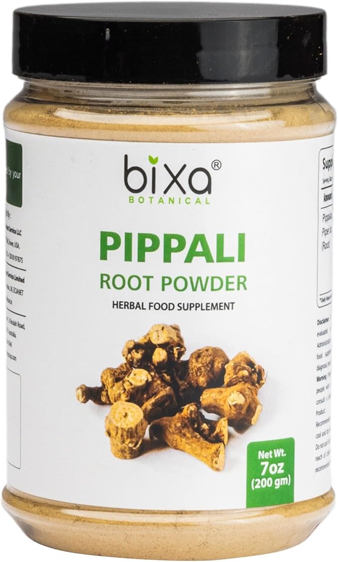 bixa BOTANICAL Pippali Mool Powder | Promotes Clear Breathing and Gut Health | Piper longum Root | 7 OZ / 200g | Ayurvedic Herbal Supplement | Gluten Free Non-GMO Steam Treated Vegan 100% Pure