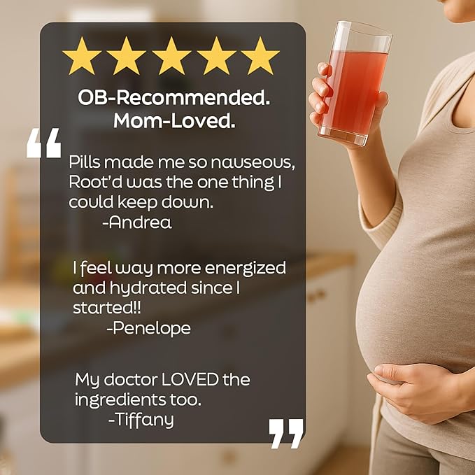 Root'd Prenatal Multivitamin Powder with 3X Electrolytes - 25 Vitamins &amp Minerals Folate Iron Vitamin D3 7 Superfoods &amp Probiotics Sugar-Free Vitamins &amp Hydration | 24 Vitamin Drink M