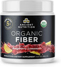 Ancient Nutrition Organic Fiber Powder Raspberry Lemonade Soluble Fiber from Acacia &amp Konjac Root Supports Digestive Health Reduces Bloating 6.5 oz