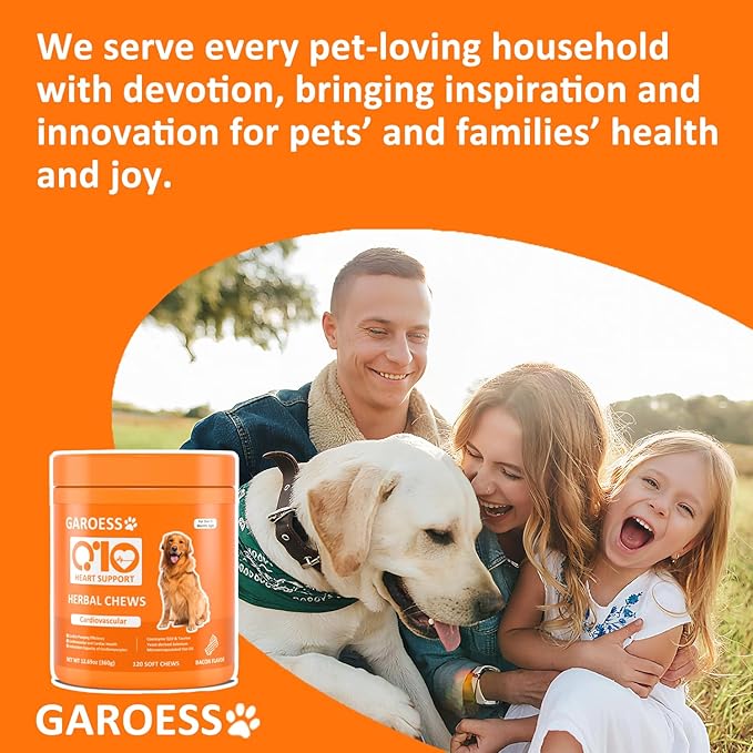 CoQ10 Heart Chew for Dogs Support Dogs Heart Health Cognitive &amp Energy CoQ10 Chews for Cardiovascular &amp Gum Health &amp antioxidant Protection Bacon Flavor 120 Count (1 Pack)