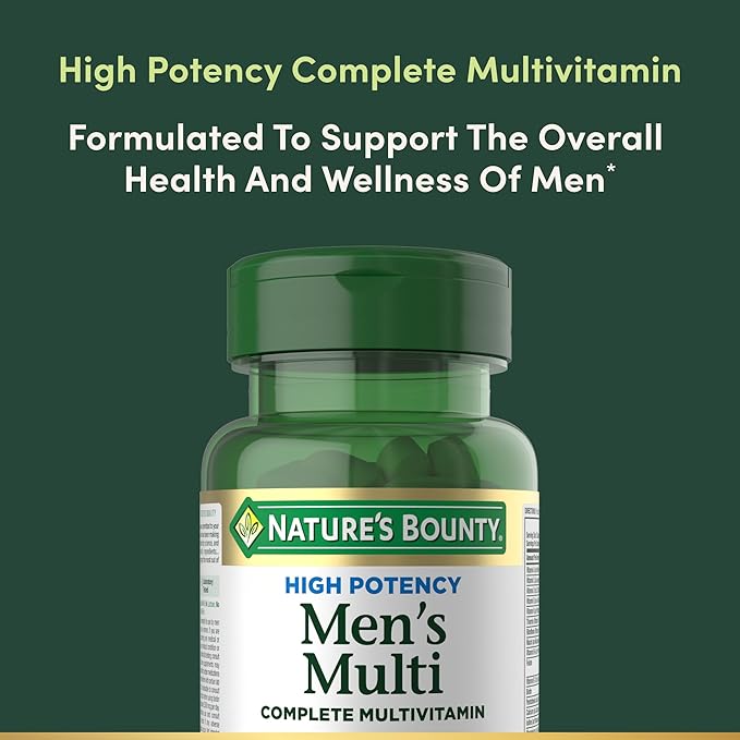 Nature’s Bounty High Potency Men’s Complete Multivitamin Daily Men’s Health Vitamin for Heart Health and Immune Support Men's Multivitamin for Strong Bones Overall Health and Wellness 100 Capsules