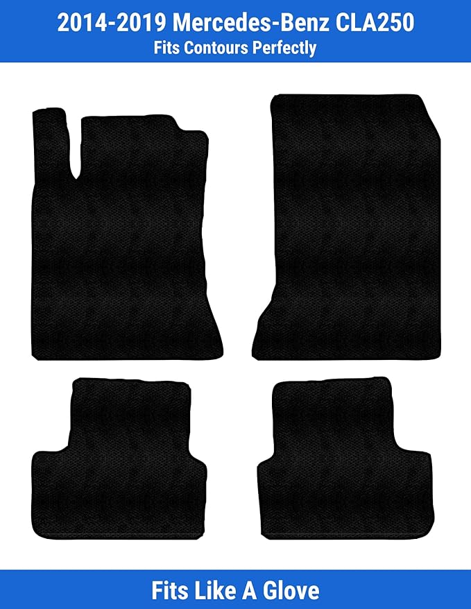 Custom Fit Front &amp Rear Carpet Floor Mats Black Compatible with Mercedes-Benz CLA250 2019 2018 2017 2016 2015 2014 * 4 Piece