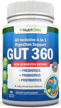 4-in-1 Probiotics Prebiotics &amp Postbiotics with 18 Digestive Enzymes for Women &amp Men - Complete Gut &amp Digestive Support Supplement - Bloating Relief and Enzymes for Digestion - Non GMO -