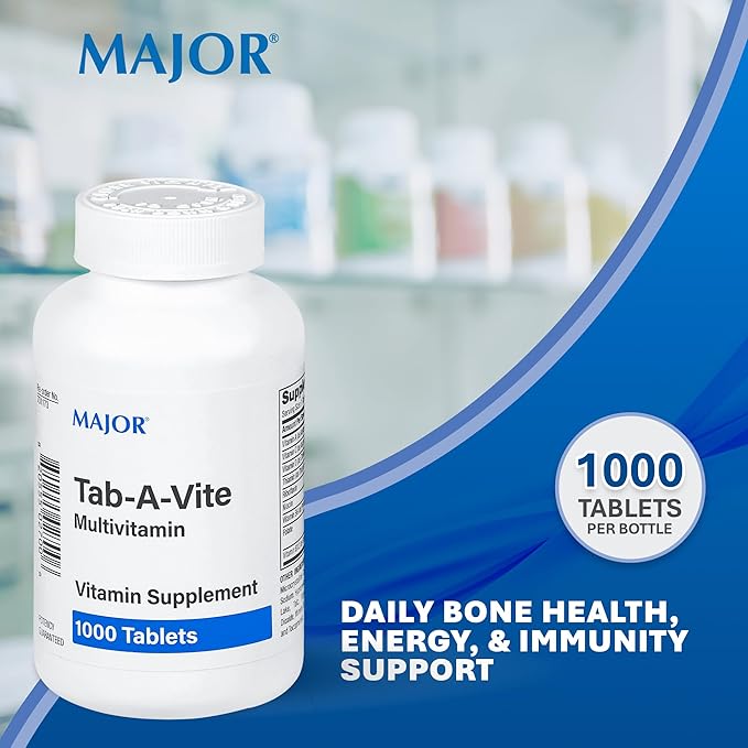MAJOR Tab-A-Vite Multivitamin Tablets - Gluten-Free Multivitamin for Adults Supports Overall Health Multimineral Supplement 1000 Count