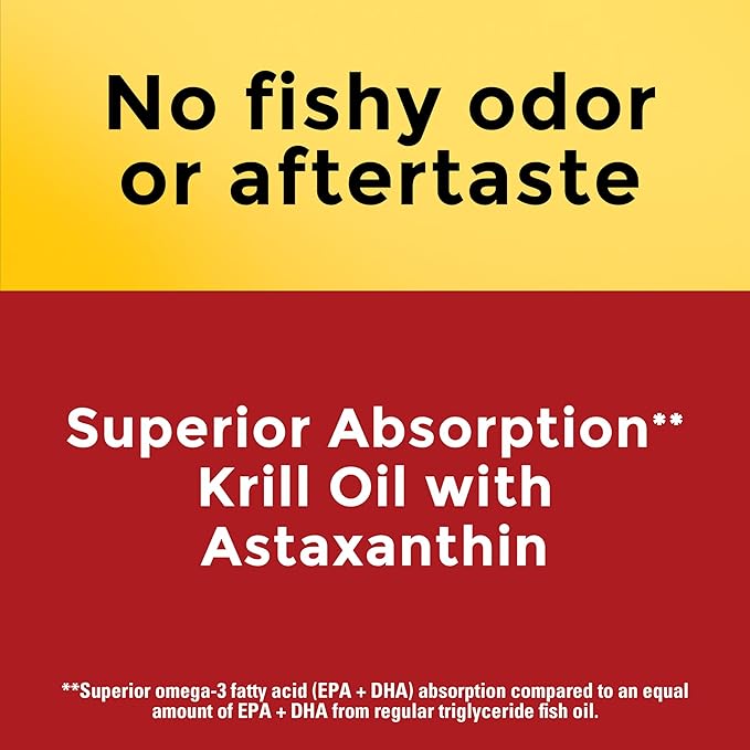 Nature Made Superior Absorption Krill Oil 500mg with Astaxanthin and Phospholipids Omega 3 for Heart Health Support Antarctic Krill Oil Supplement 100 Softgels 100 Day Supply
