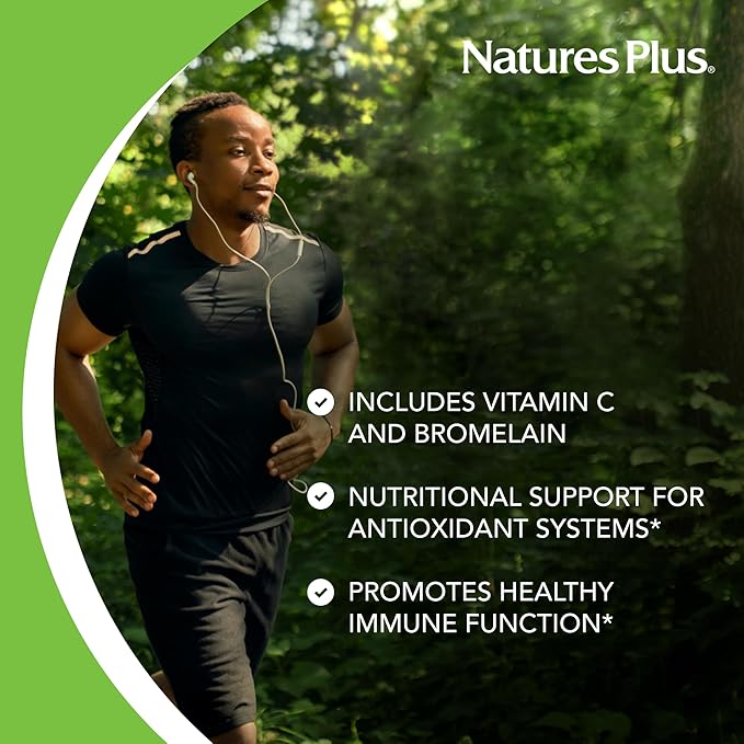 NaturesPlus Quercetin Plus with Vitamin C &amp Bromelain - 90 Vegetarian Tablets - Allergy Relief Supplement - Immune Antioxidant &amp Anti-Inflammatory Support - Gluten Free - 45 Servings
