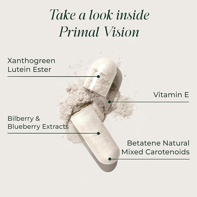 Primal Harvest Primal Vision with Lutein Zeaxanthin Vitamin A and Zinc for Eye Health Blue Light Support and Visual Clarity 2 Pack